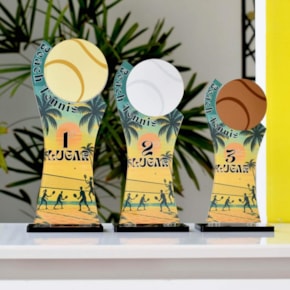 Conjunto de Troféus Misto Beach Tennis 1 2 3 Lugar