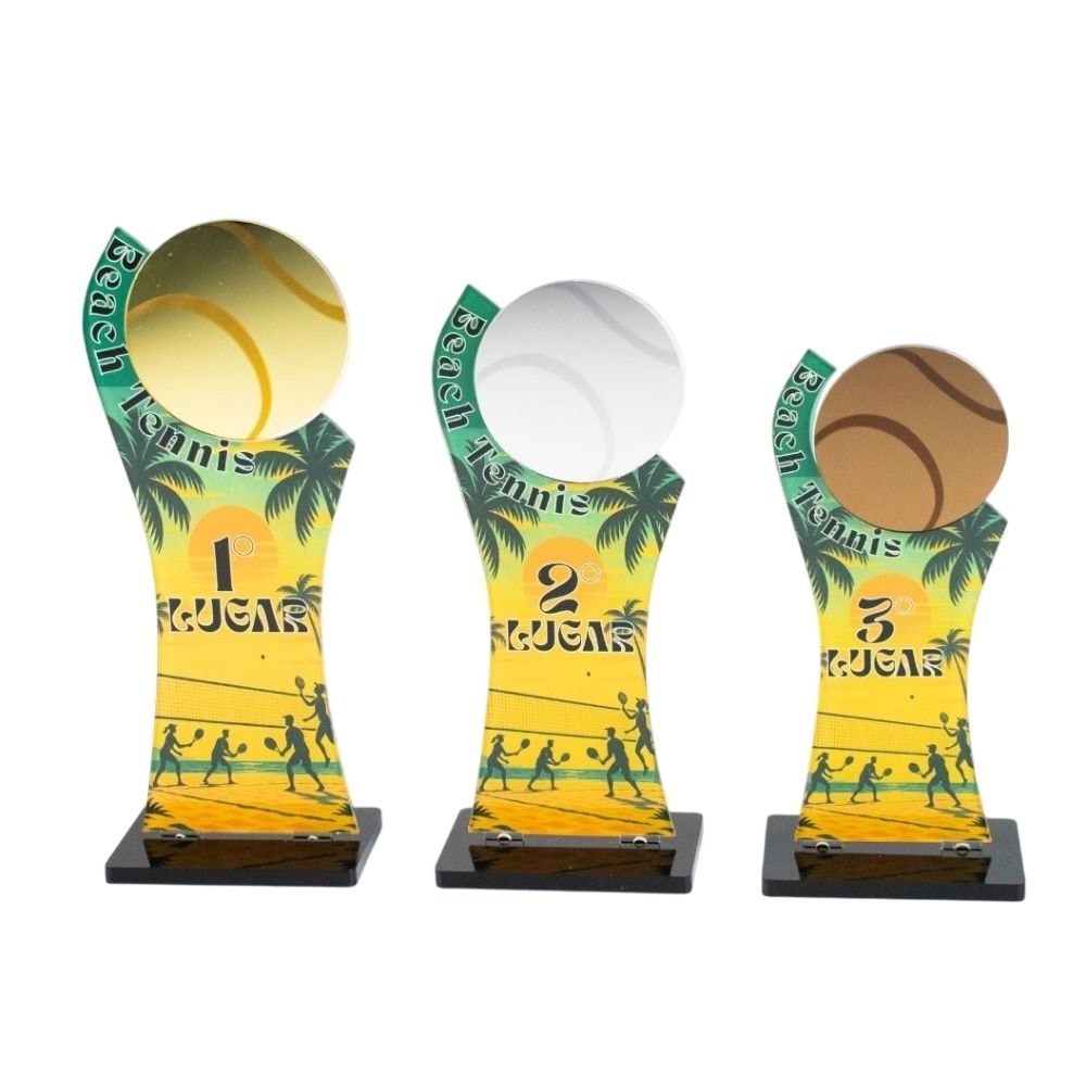 Conjunto de Troféus Misto Beach Tennis 1 2 3 Lugar