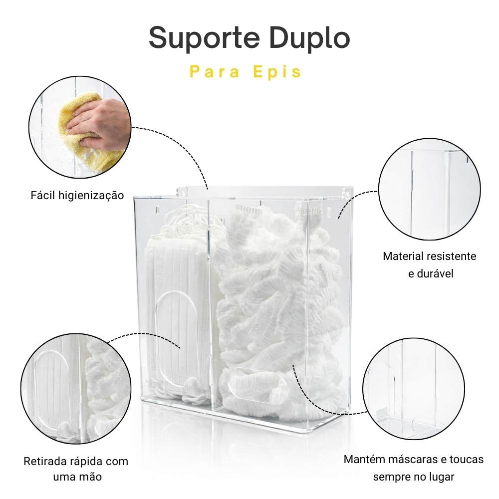 Dispenser Duplo de Máscaras e Toucas