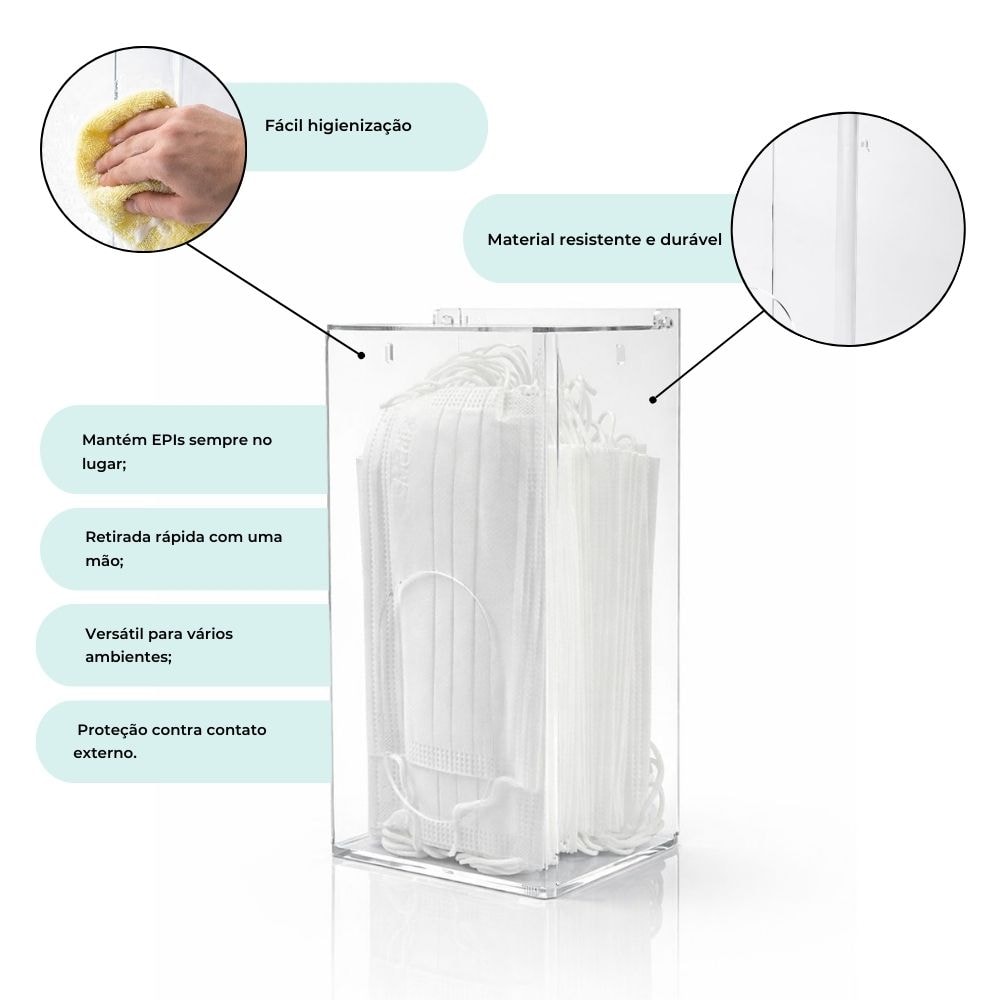 Dispenser Individual de Máscaras e Toucas
