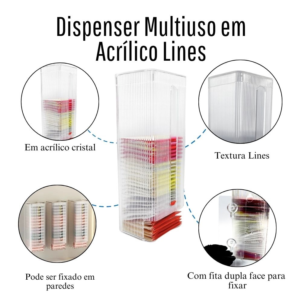 Dispenser Multiuso em Acrílico Lines Dispenser Multiuso em Acrílico Lines