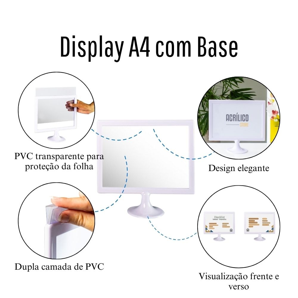 Display Branco Tipo T A4 Horizontal (30x21cm)
