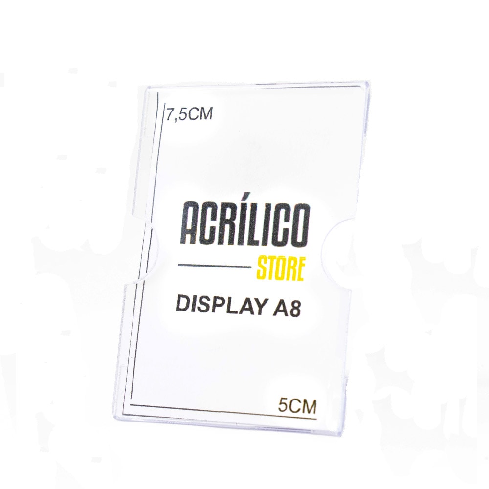 Display em Acrílico A8 Vertical (5x7,5cm) Display em Acrílico A8 Vertical (5x7,5cm)