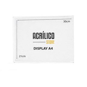 Display em Acrílico Duplo A4 Horizontal (30x21cm)