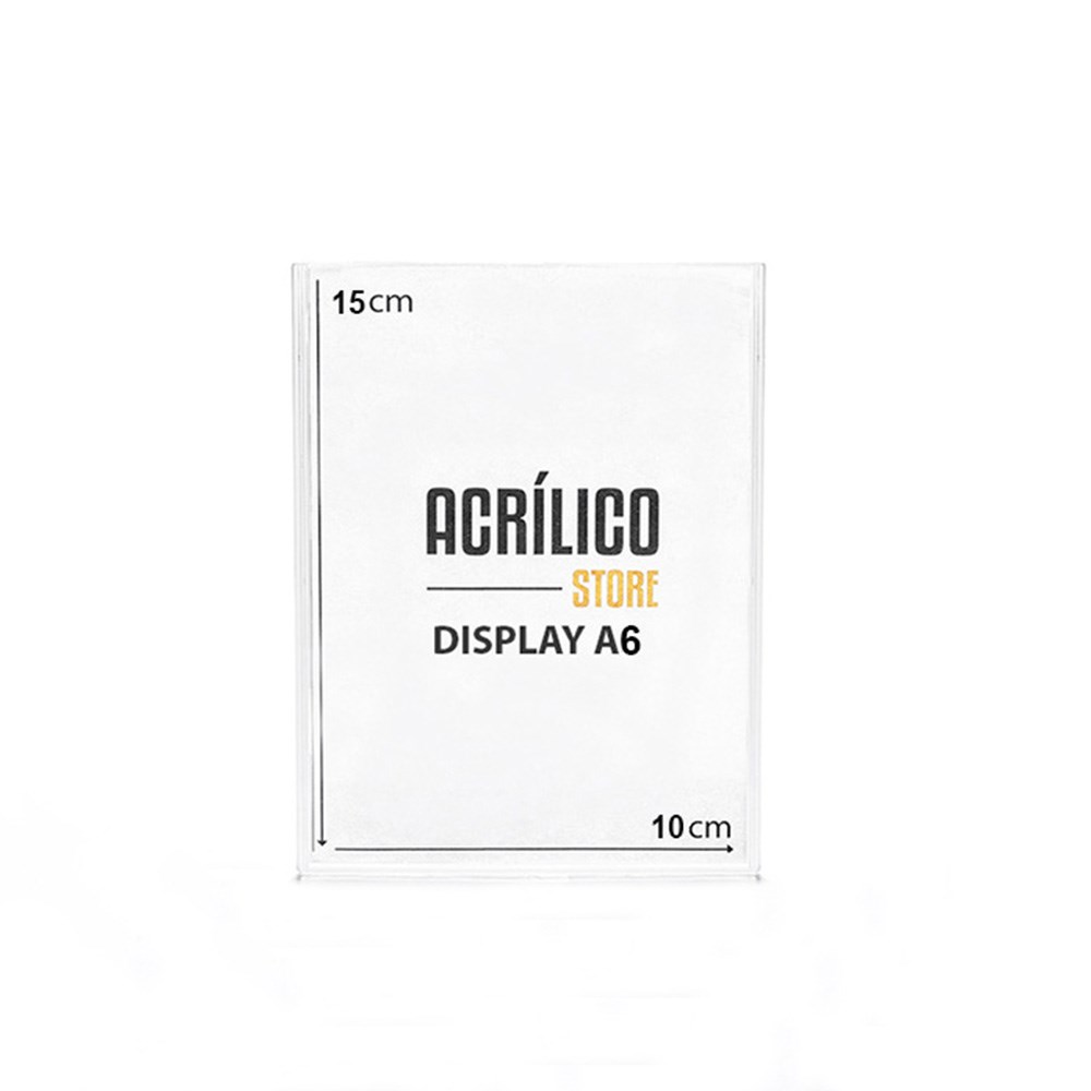 Display em Acrílico Duplo A6 Vertical (10x15cm)