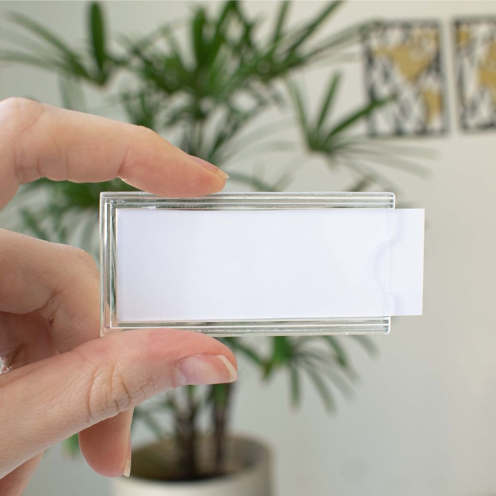 Display em Acrílico Duplo Horizontal 5,5x2,5cm Display em Acrílico Duplo Horizontal 5,5x2,5cm