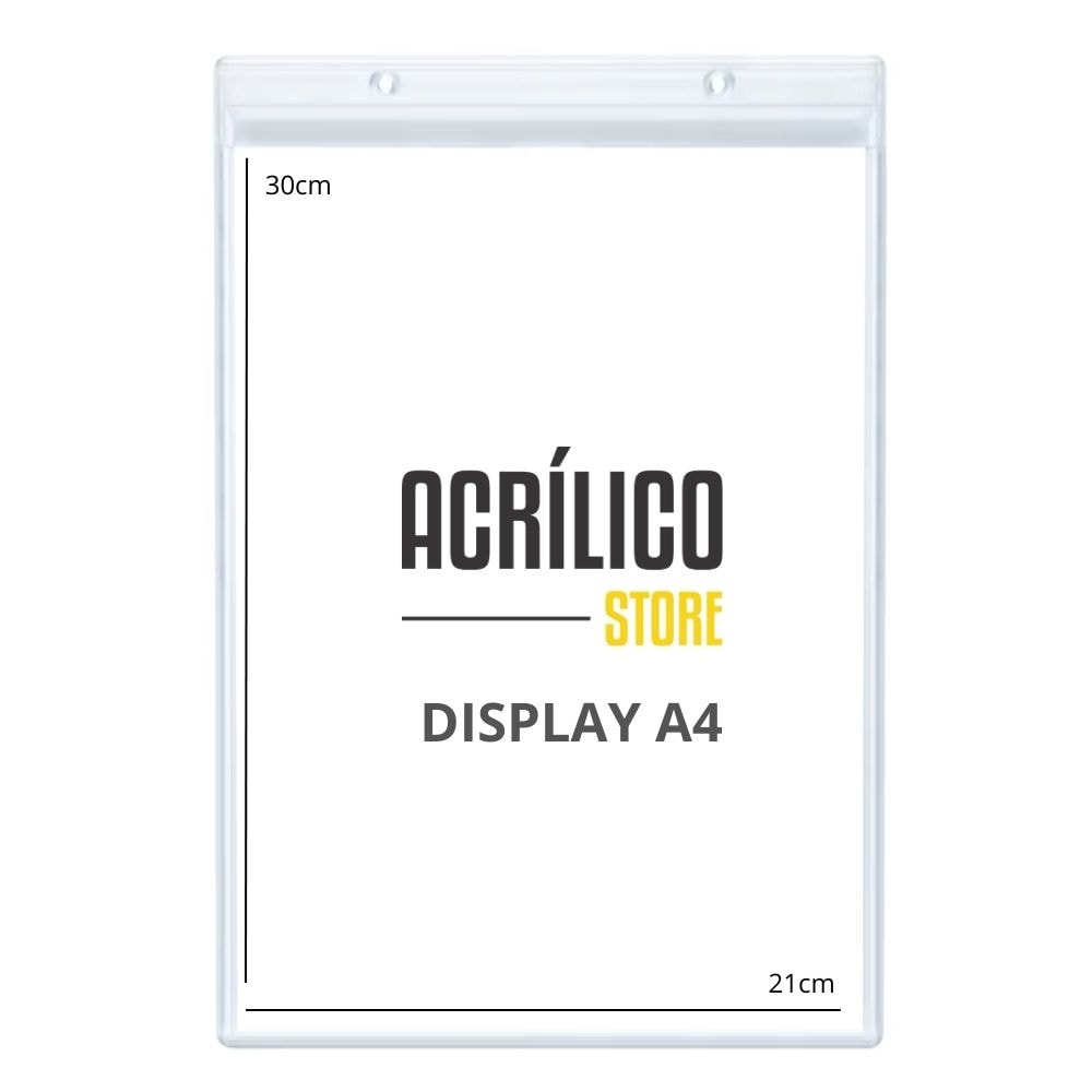 Display em Acrílico Duplo Vertical A4 para Parede (21x30cm) Display em Acrílico Duplo Vertical A4 para Parede (21x30cm)