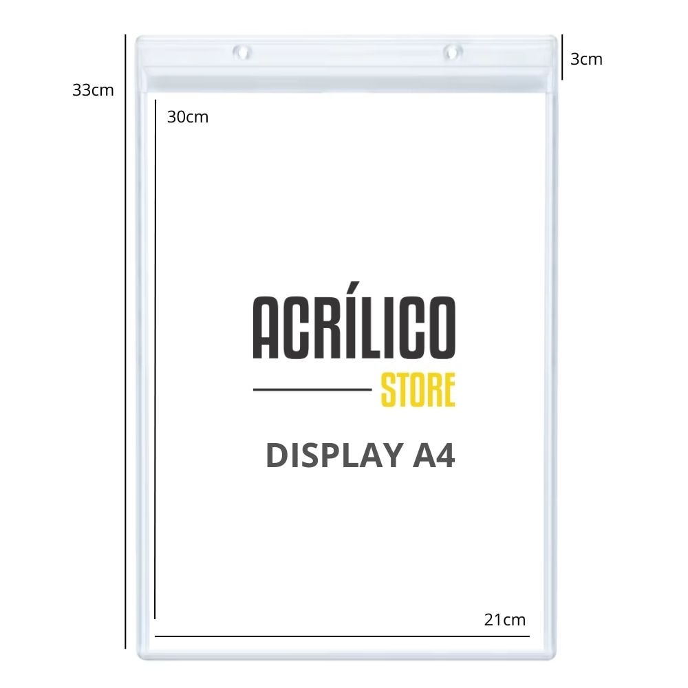 Display em Acrílico Duplo Vertical A4 para Parede (21x30cm) Display em Acrílico Duplo Vertical A4 para Parede (21x30cm)