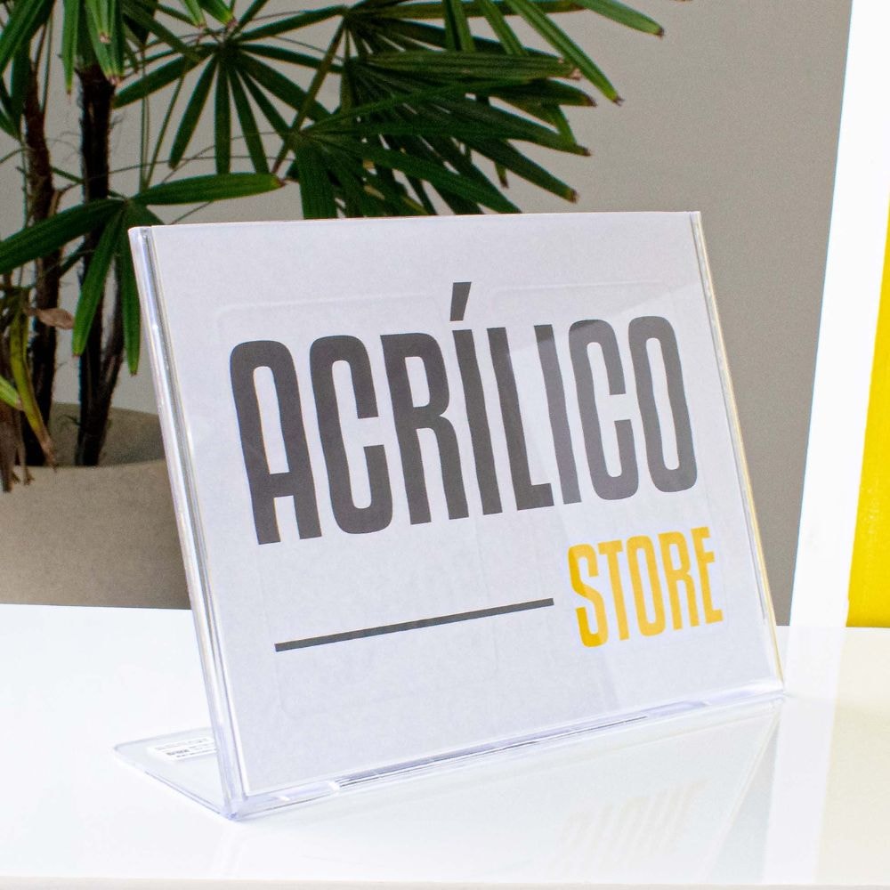 Display em Acrílico Tipo L A4 Horizontal (30x21cm)