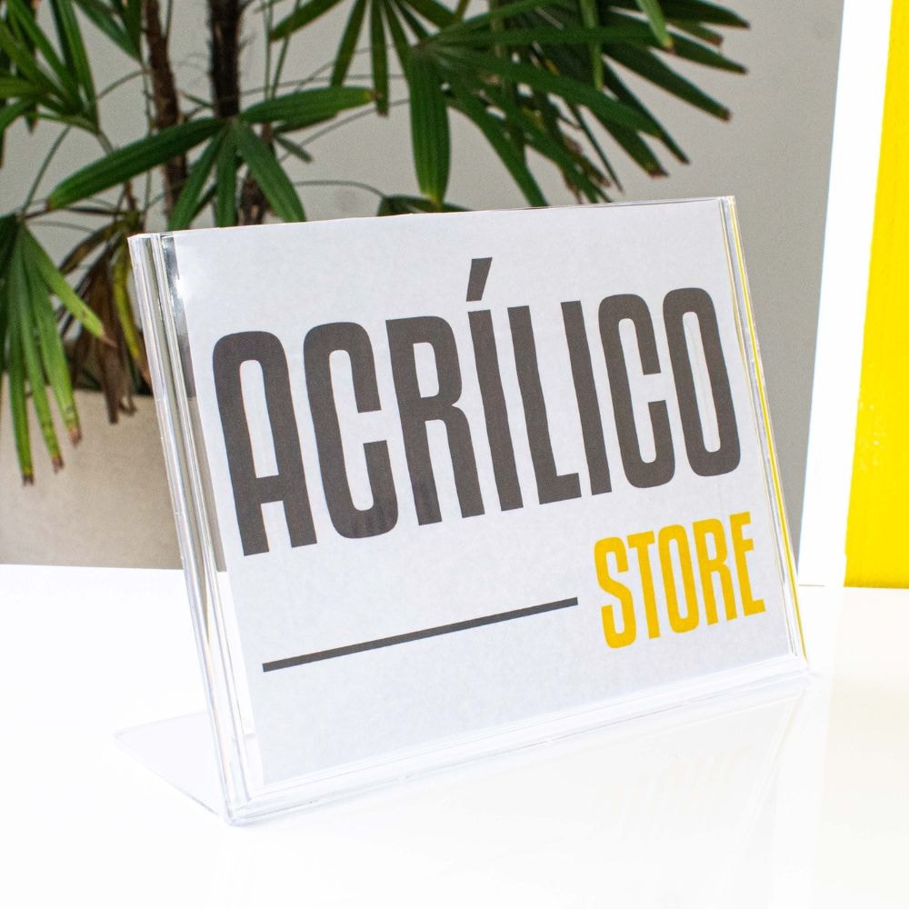 Display em Acrílico Tipo L A5 Horizontal (21x15cm)