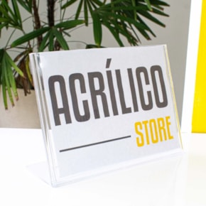 Display em Acrílico Tipo L A5 Horizontal (21x15cm)