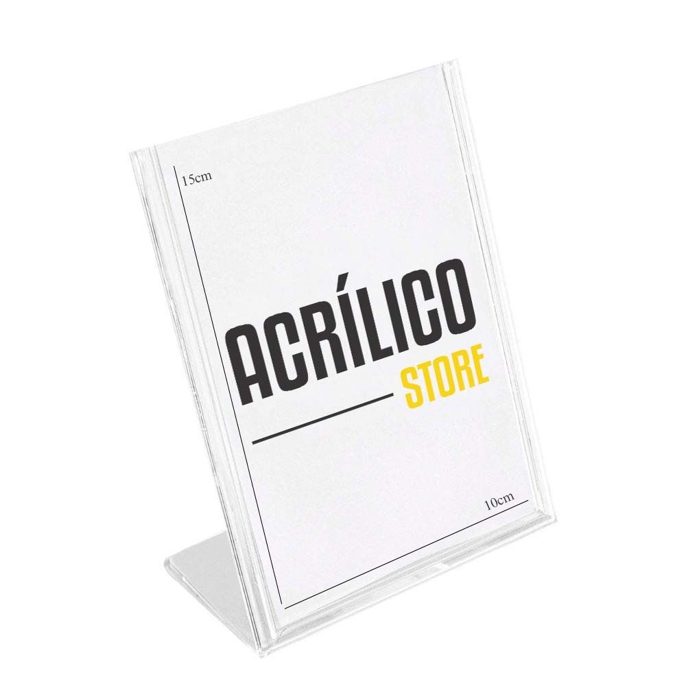 Display em Acrílico Tipo L A6 Vertical (10x15cm) Display em Acrílico Tipo L A6 Vertical (10x15cm)