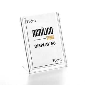 Display em Acrílico Tipo L A6 Vertical (10x15cm)