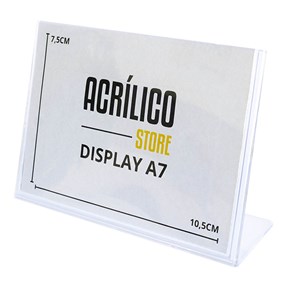 Display em Acrílico Tipo L A7 Horizontal (10,5x7,5cm)