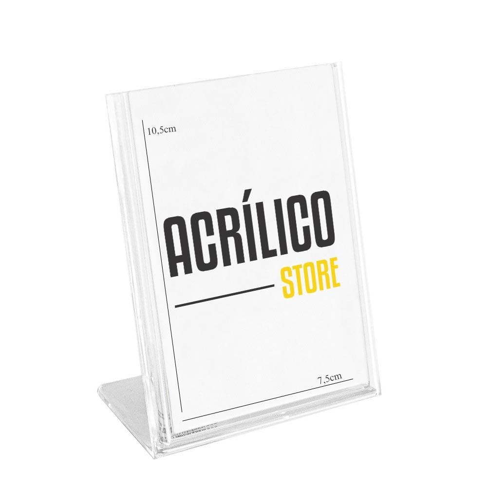 Display em Acrílico Tipo L A7 Vertical (7,5x10,5cm) Display em Acrílico Tipo L A7 Vertical (7,5x10,5cm)