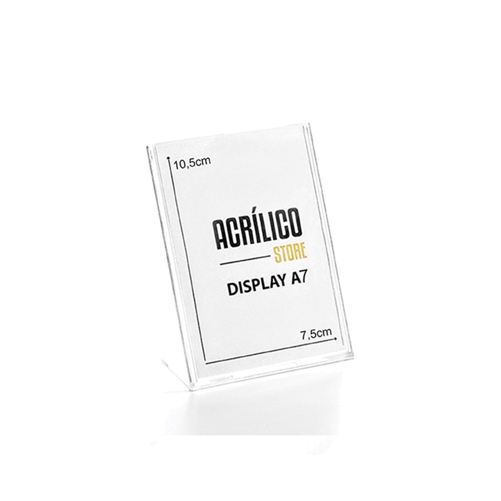 Display em Acrílico Tipo L A7 Vertical (7,5x10,5cm) - Acrílico Store