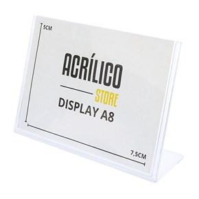 Display em Acrílico Tipo L A8 Horizontal (7,5x5cm)