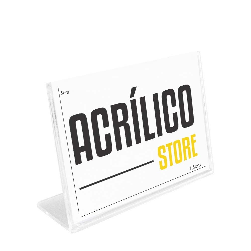 Display em Acrílico Tipo L A8 Horizontal (7,5x5cm)