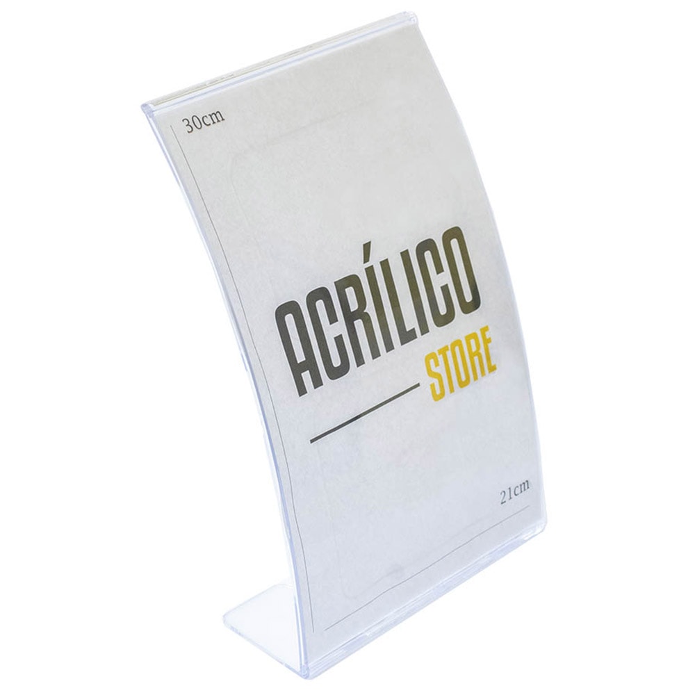 Display em Acrílico Tipo L Curvado A4 Vertical (21x30cm) Display em Acrílico Tipo L Curvado A4 Vertical (21x30cm)