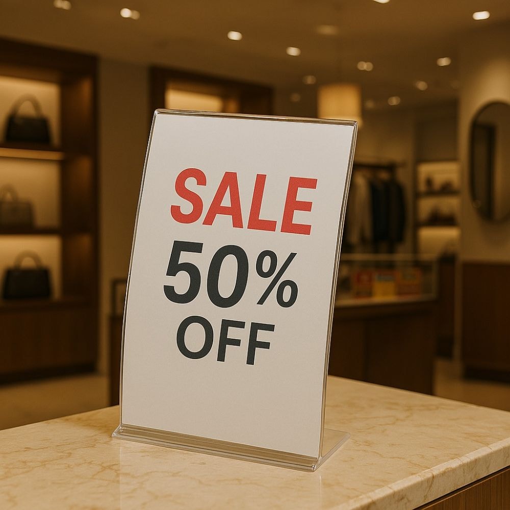 Display em Acrílico Tipo L Curvado A5 Vertical (15x21cm) Display em Acrílico Tipo L Curvado A5 Vertical (15x21cm)