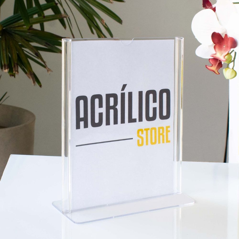 Display em Acrílico Tipo T A5 Vertical (15x21cm) Display em Acrílico Tipo T A5 Vertical (15x21cm)