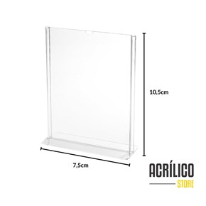 Display em Acrílico Tipo T A7 Vertical (7,5x10,5cm)