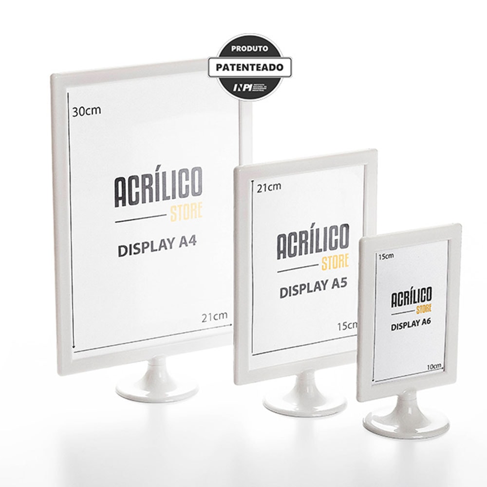 Display Tipo T Branco A4 Vertical (21x30cm)