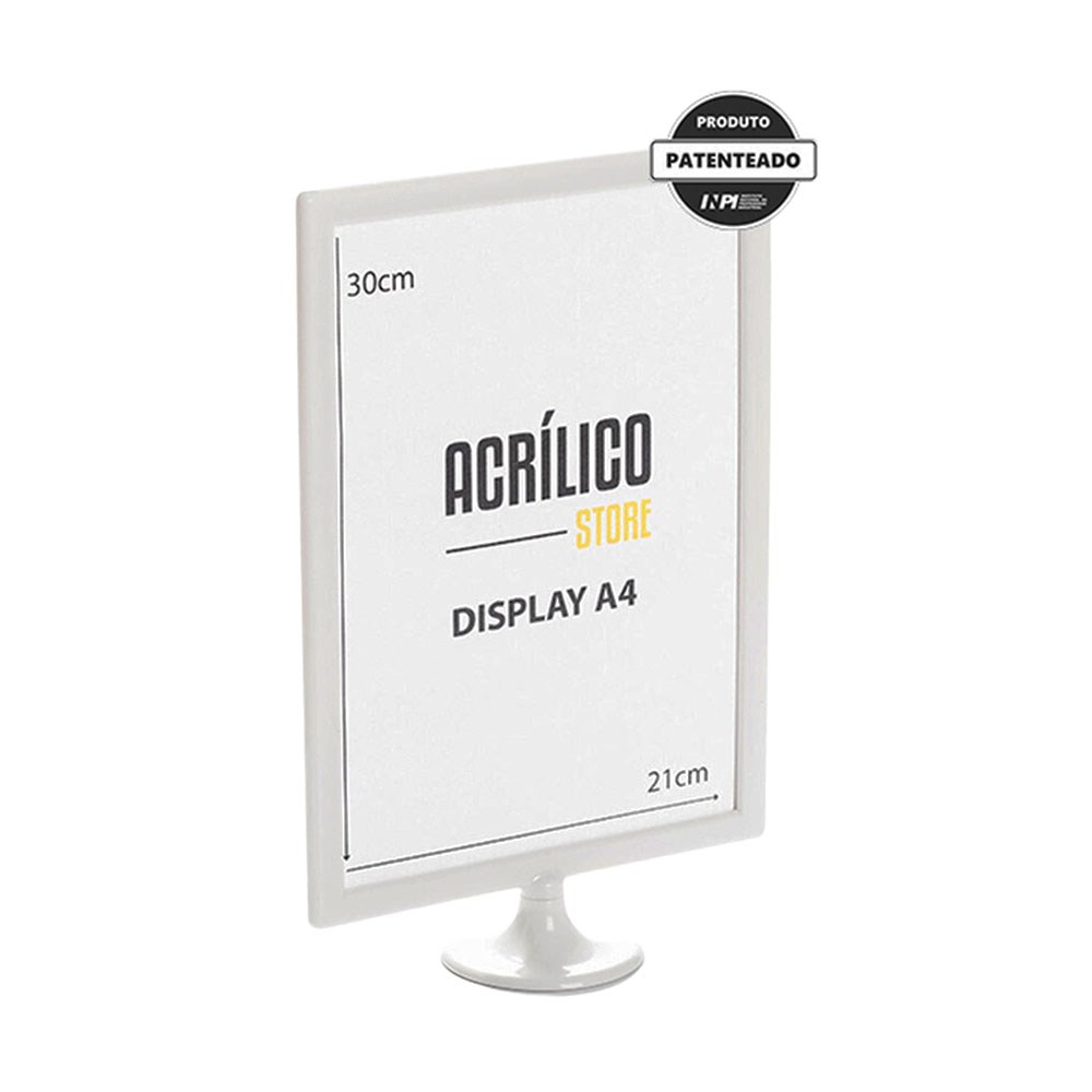 Display Tipo T Branco A4 Vertical (21x30cm)