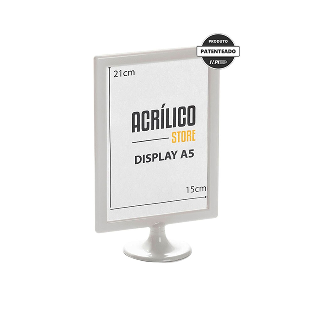 Display Tipo T Branco A5 Vertical (15x21cm)