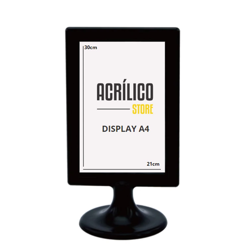 Display Tipo T Preto A4 Vertical (21x30cm)