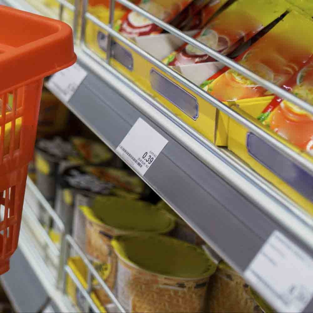 Etiqueta PVC para Gondola Modelo U fundo Cinza - 50x3,6cm Etiqueta PVC para Gondola Modelo U fundo Cinza - 50x3,6cm