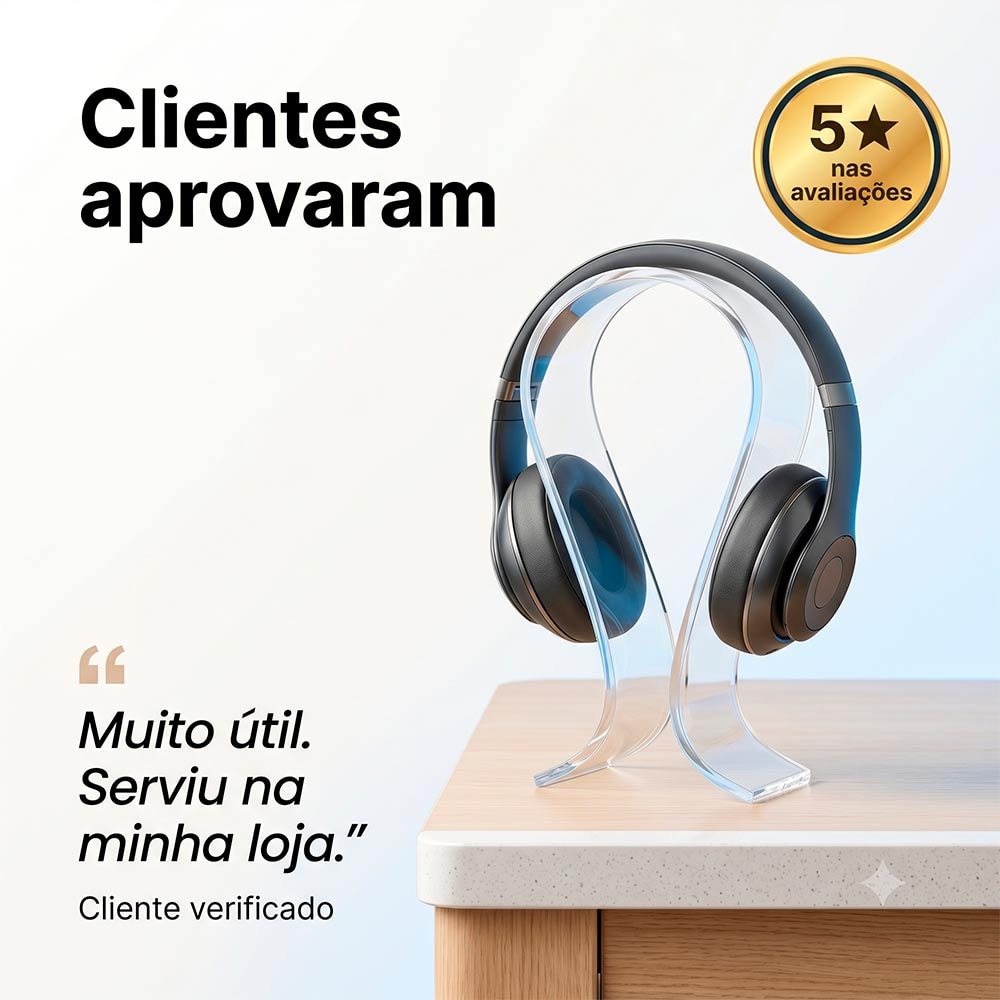 EXPOSITOR DE HEADPHONE EM ACRILICO TRANSPARENTE