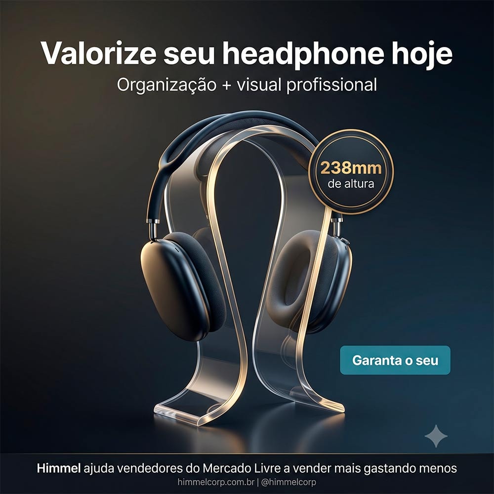 EXPOSITOR DE HEADPHONE EM ACRILICO TRANSPARENTE