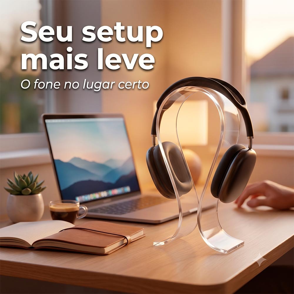 EXPOSITOR DE HEADPHONE EM ACRILICO TRANSPARENTE