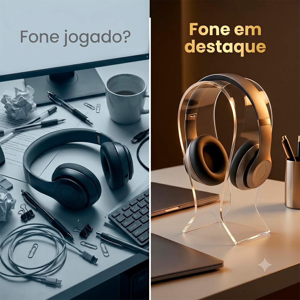 EXPOSITOR DE HEADPHONE EM ACRILICO TRANSPARENTE