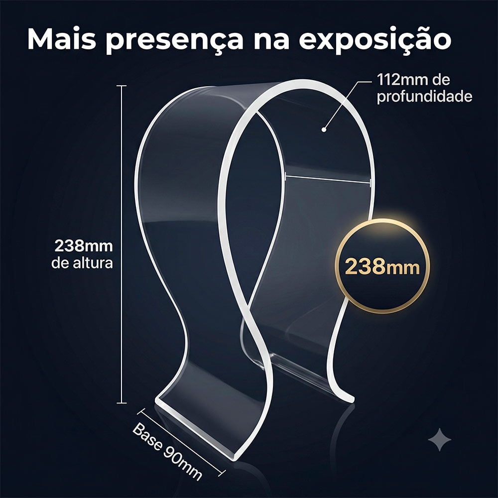 EXPOSITOR DE HEADPHONE EM ACRILICO TRANSPARENTE