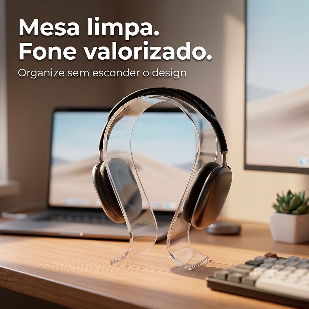 EXPOSITOR DE HEADPHONE EM ACRILICO TRANSPARENTE