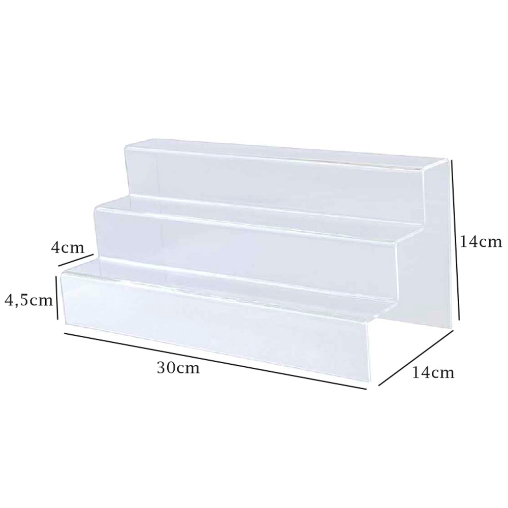 Expositor em Acrílico com 3 Degraus Expositor em Acrílico com 3 Degraus