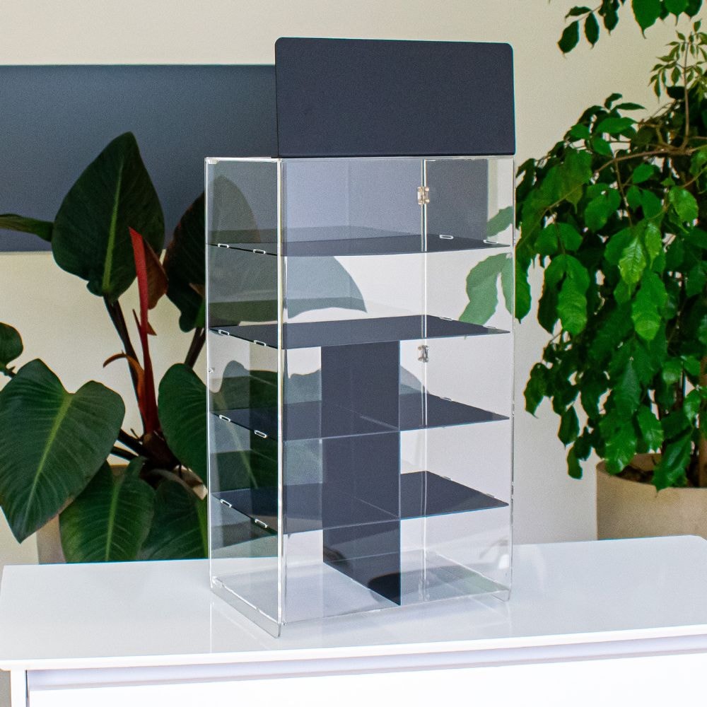 Expositor em Acrílico Preto Grande Expositor em Acrílico Preto Grande