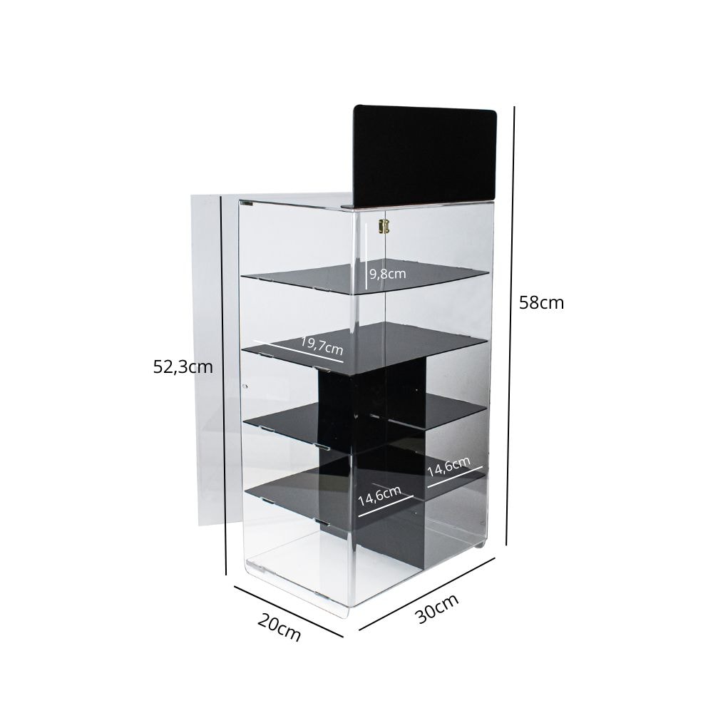 Expositor em Acrílico Preto Grande Expositor em Acrílico Preto Grande