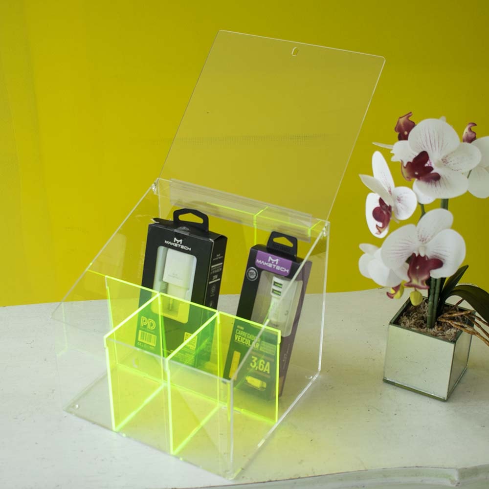 Expositor em Acrílico Verde Neon para Acessórios de Celular Expositor em Acrílico Verde Neon para Acessórios de Celular