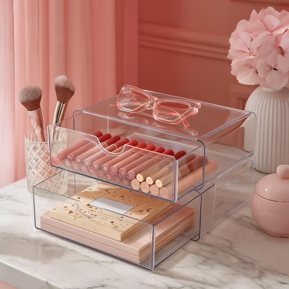 Gaveteiro Organizador de Cosméticos 2 Gavetas Gaveteiro Organizador de Cosméticos 2 Gavetas