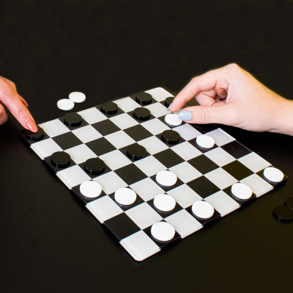 Jogo de Damas com Tabuleiro em Acrílico Jogo de Damas com Tabuleiro em Acrílico