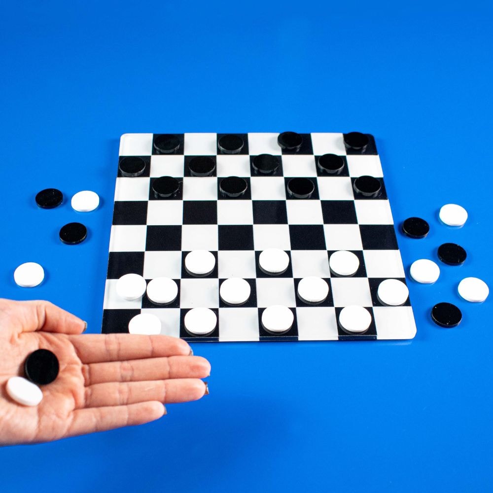 Jogo de Damas com Tabuleiro em Acrílico Jogo de Damas com Tabuleiro em Acrílico