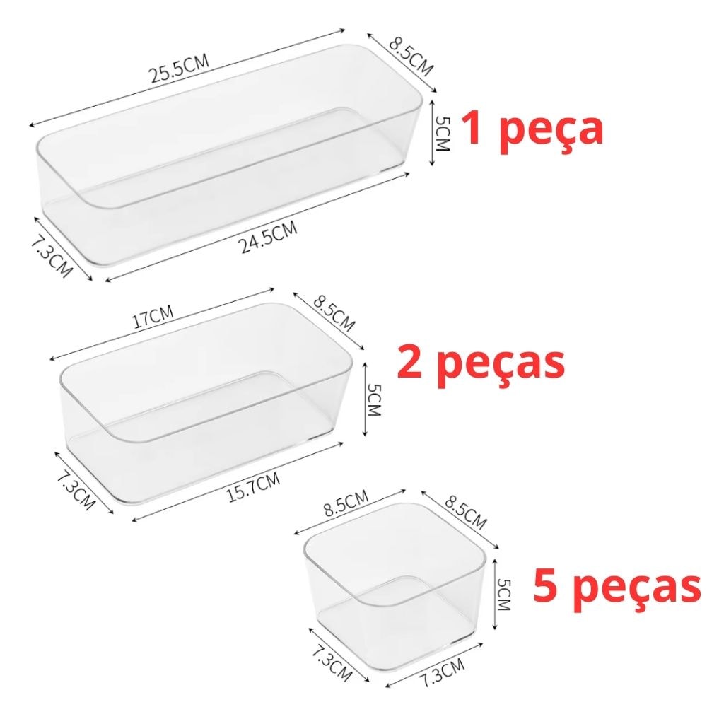 Kit 8 Divisórias Organizadoras Multiuso para Gavetas Kit 8 Divisórias Organizadoras Multiuso para Gavetas