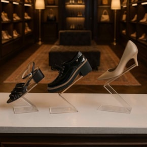 Kit Expositor de Calçado em Acrílico para Vitrine - 3 Peças