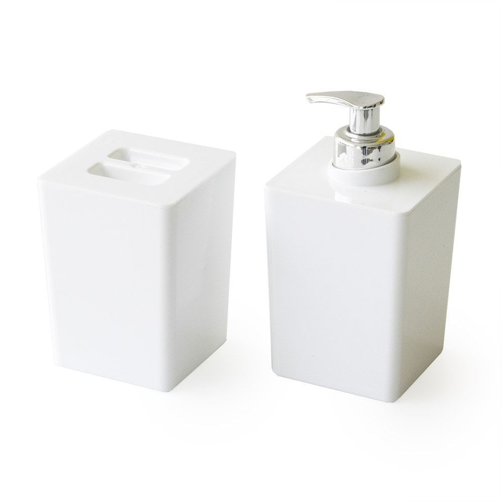 Kit Porta Sabonete Liquido e Porta Cotonete e Algodão Kit Porta Sabonete Liquido e Porta Cotonete e Algodão