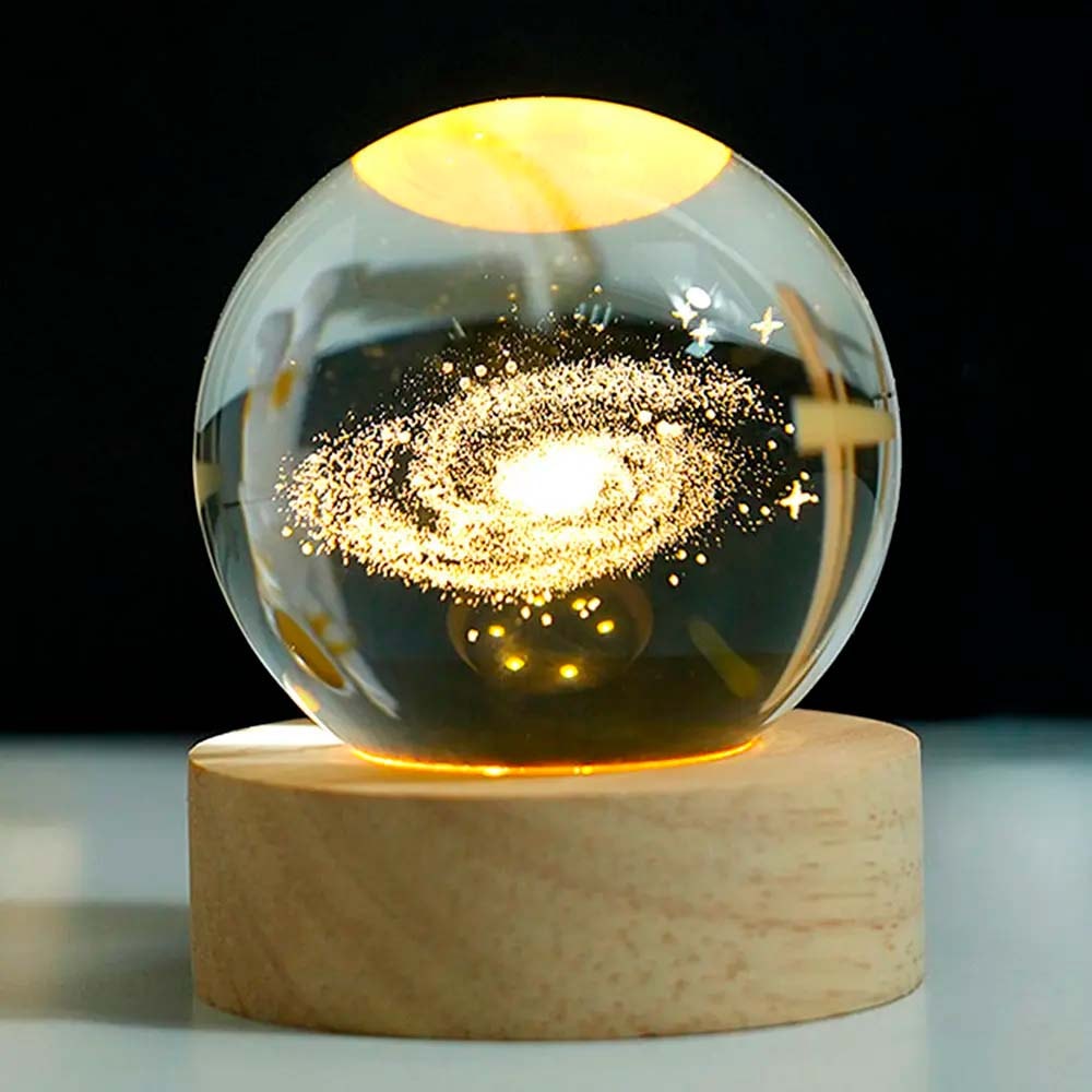 Luminária Bola de Cristal 3D Galáxia Luminária Bola de Cristal 3D Galáxia
