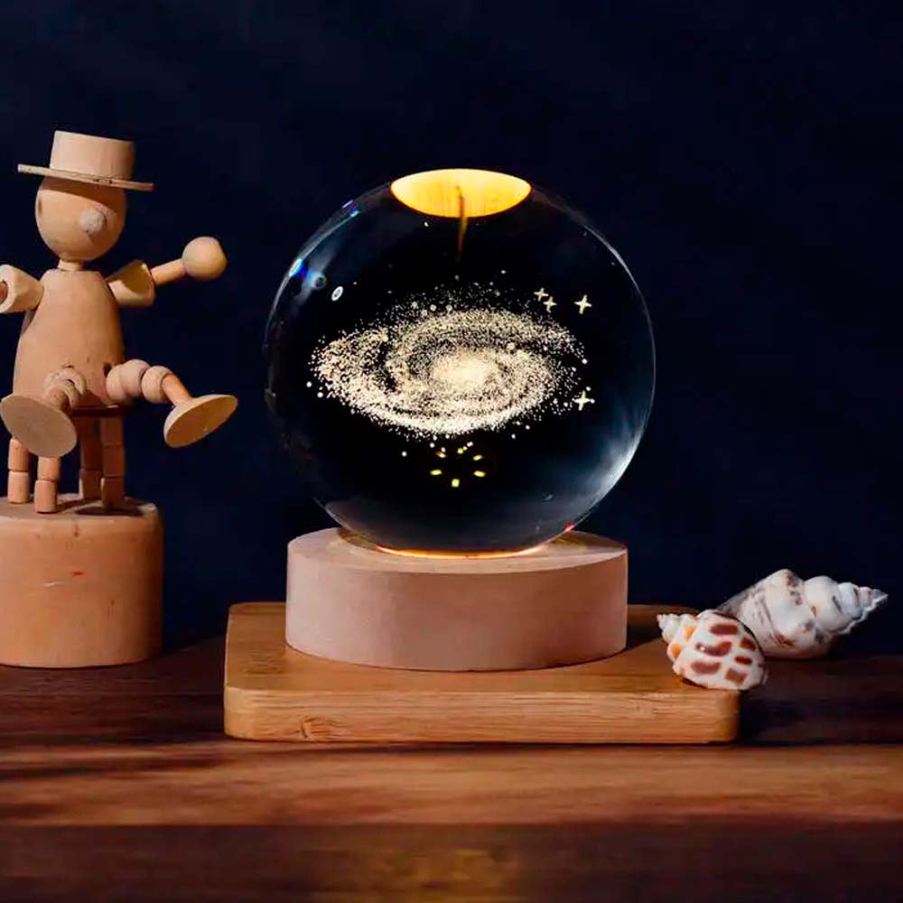 Luminária Bola de Cristal 3D Galáxia Luminária Bola de Cristal 3D Galáxia
