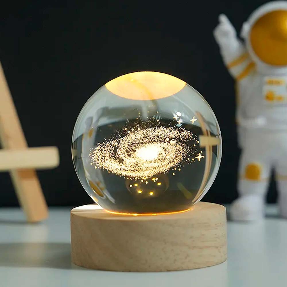 Luminária Bola de Cristal 3D Galáxia Luminária Bola de Cristal 3D Galáxia
